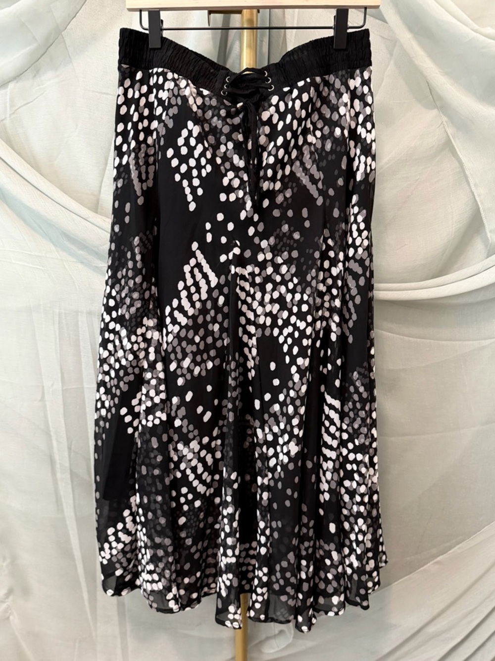 Polka Dotted Lined Flowy Skirt